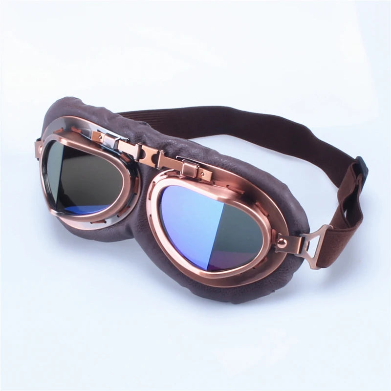 Vintage Motorcycle Pilot Goggles Retro Motocross Jet Scooter Off-Road Riding Glasses