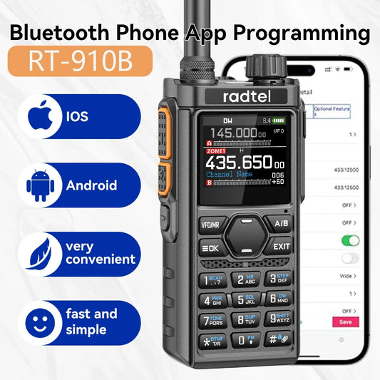 Walkie Talkie Radtel RT-910B 45-59Mhz 960 Channels Bluetooth Receiver