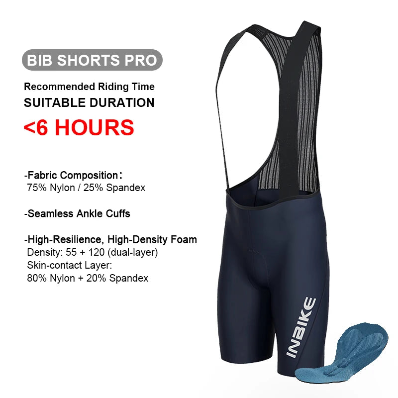 INBIKE Mens MTB Cycling Bib Shorts Padded Road Mountain Bike Riding Shorts