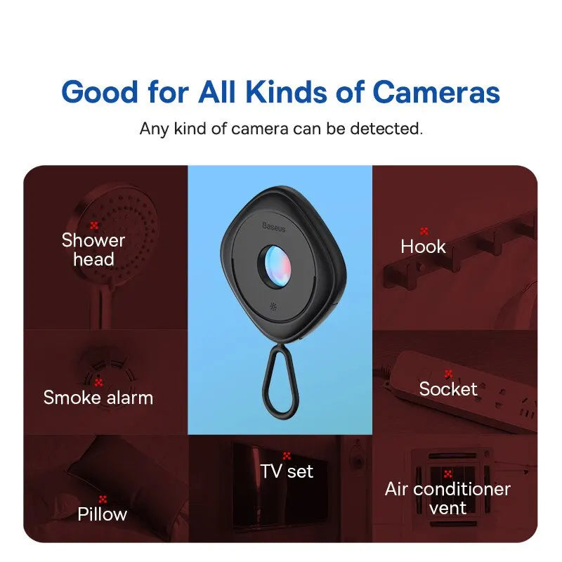 Baseus Anti-spy Hidden Camera Detector Portable Infrared Detection Security Protection for Hotel Room Public Bathroom Detector-EXPROTAS
