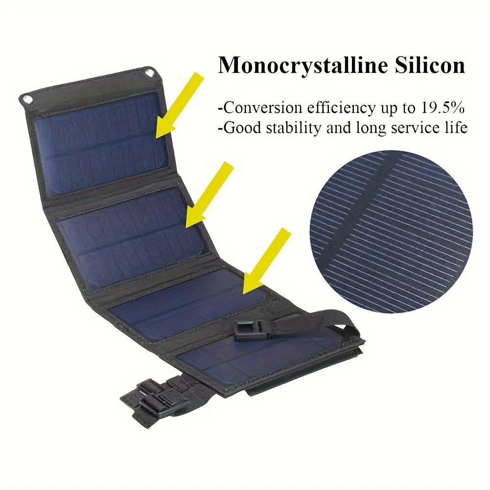 Portable Solar Panel 5V USB Charger Foldable for Camping Hiking Phone Power Bank