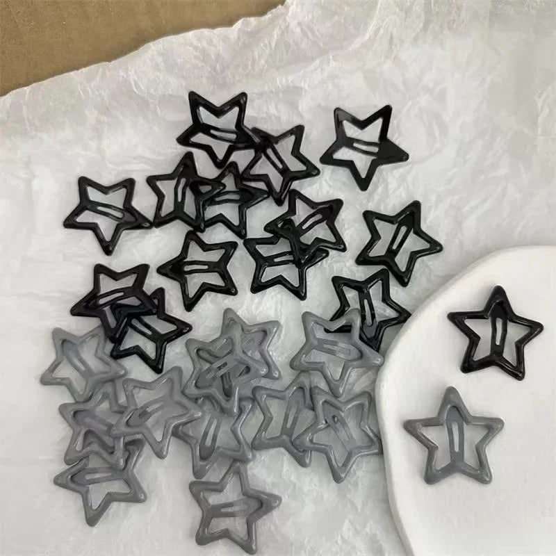 20Pcs Y2K Silver Star Hair Clips Snap Barrettes for Girls Accessories