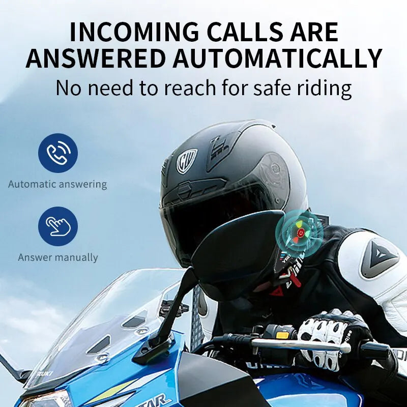 Y60 Motorcycle Helmet Bluetooth Headset V5.3 Waterproof with Handsfree Call Music