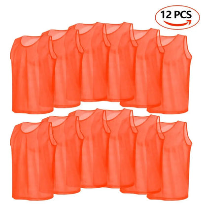 12PCS Soccer Training Vests Kids Breathable Mesh Practice Sports Team Jerseys