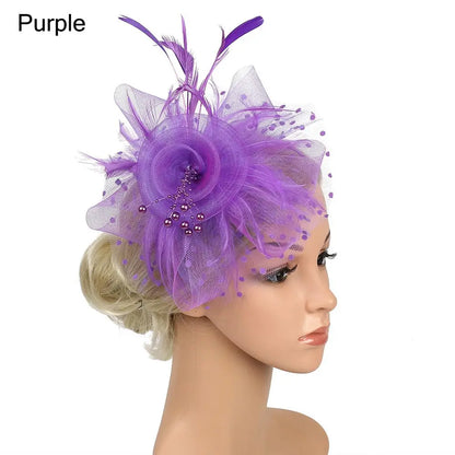 Flowers Feather Mesh Headwear Hat Party Accessory 1pc 27cm Multi Colour