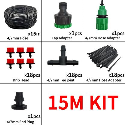 20M Garden Watering Hose Drip Irrigation System Automatic Adjustable Drippers