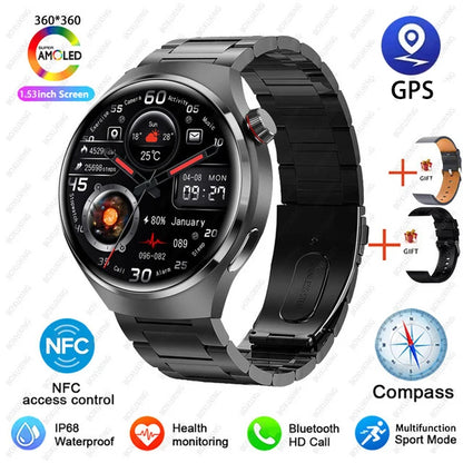 For Huawei GT4 PRO Smart Watch Men Watch 4 Pro AMOLED HD Screen Bluetooth Call GPS NFC Heart rate waterproof SmartWatch 2024 New-EXPROTAS