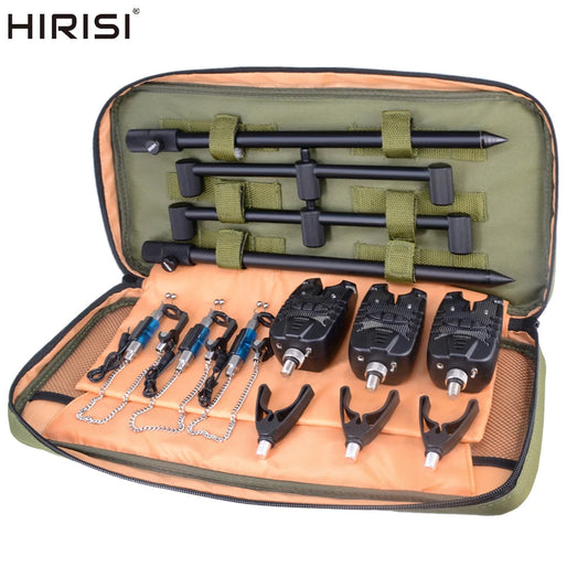 Carp Fishing Bite Alarm Set w/ Swingers Rod Pod Bank Stick Buzz Bar Kit