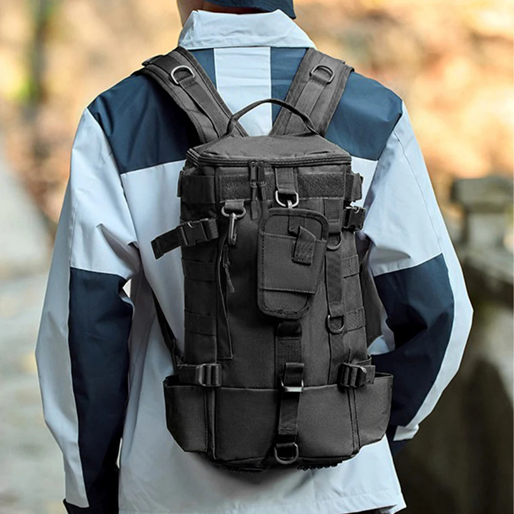 Tactical Fishing Backpack Tackle Bag with Rod Holders Large Molle Hiking