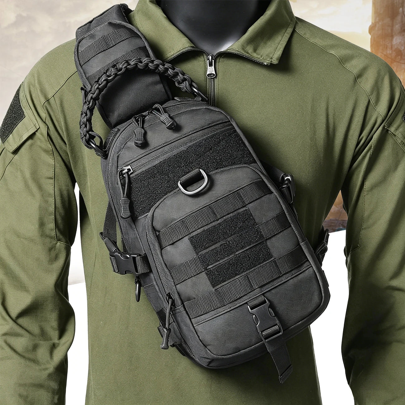 Tactical Chest Bag Sling Backpack Outdoor Travel Military Mens Molle Bags