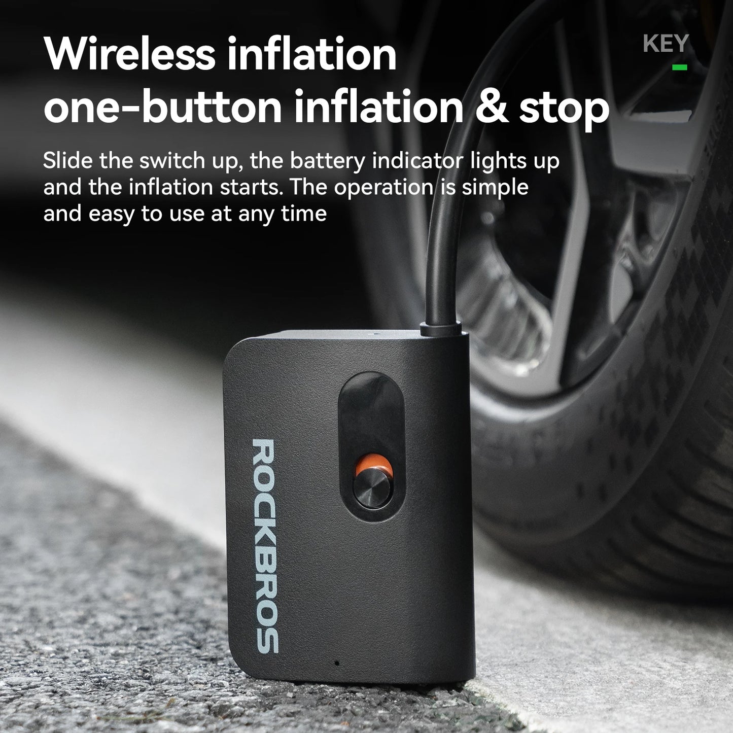 ROCKBPROS Mini Portable Bicycle Electric Pump 70psi 2600mAH Tire Air Inflator Pump MTB Road Bike Electric Vehicle Cycling Pump