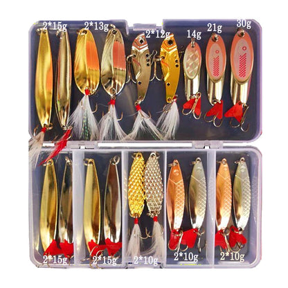 35pcs Metal Jig Spoon Fishing Lure Set for Sea Bass Tackle Bait