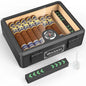 Cigar Box Humidor Cedar Wood Glass Top Desktop Case with Hygrometer for 20-25