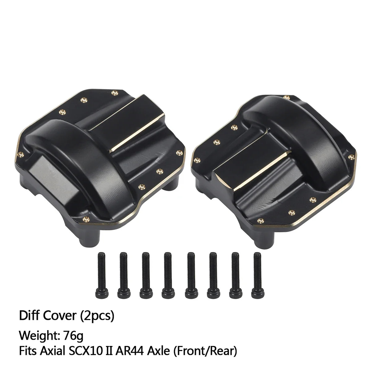 Axial SCX10 II AR44 Black Brass Weight Set Diff Cover Knuckles C-Hubs Link Mounts