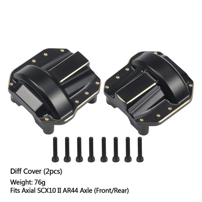 Axial SCX10 II AR44 Black Brass Weight Set Diff Cover Knuckles C-Hubs Link Mounts
