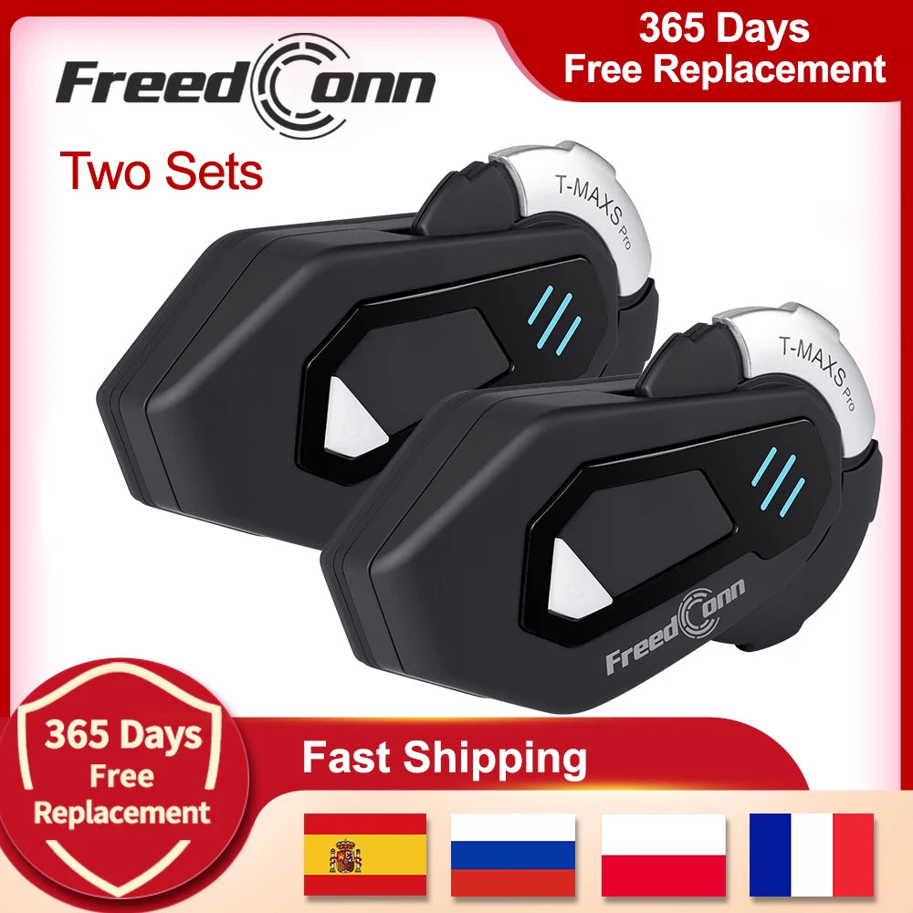 FreedConn Motorcycle Helmet Bluetooth Intercom Headset FM Waterproof Music Share
