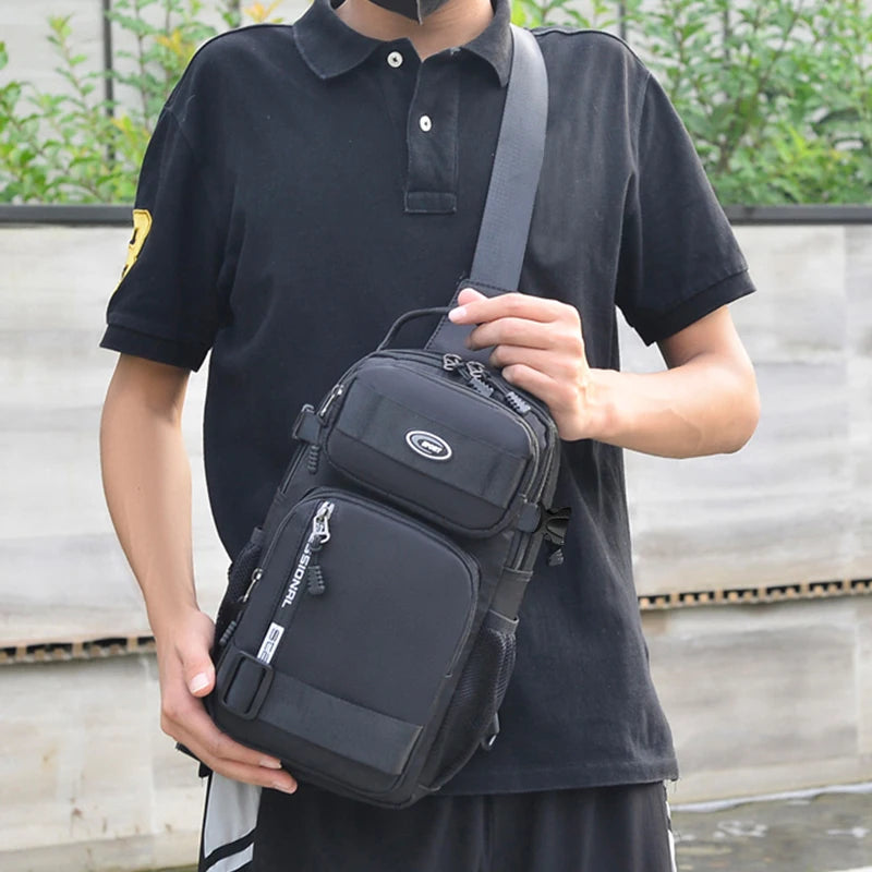 Men's Chest Bag Waterproof Crossbody Sling Backpack Travel Outdoor USB