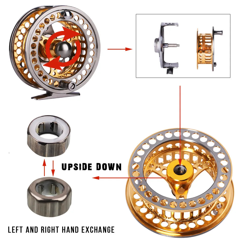 Fly Fishing Reel Large Arbor 2+1BB CNC Aluminium Body Spool Sougayilang