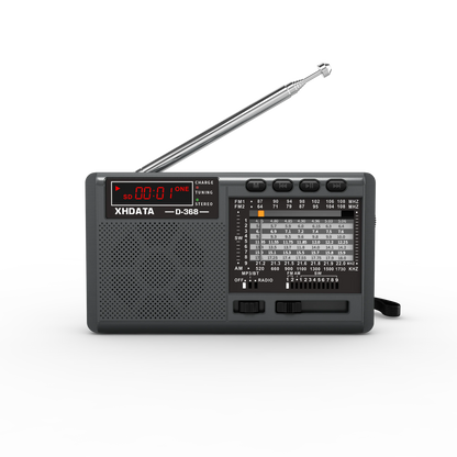XHDATA D-368 Portable Stereo Radio FM AM SW Bluetooth MP3 Player TF USB Rechargeable - EXPROTAS