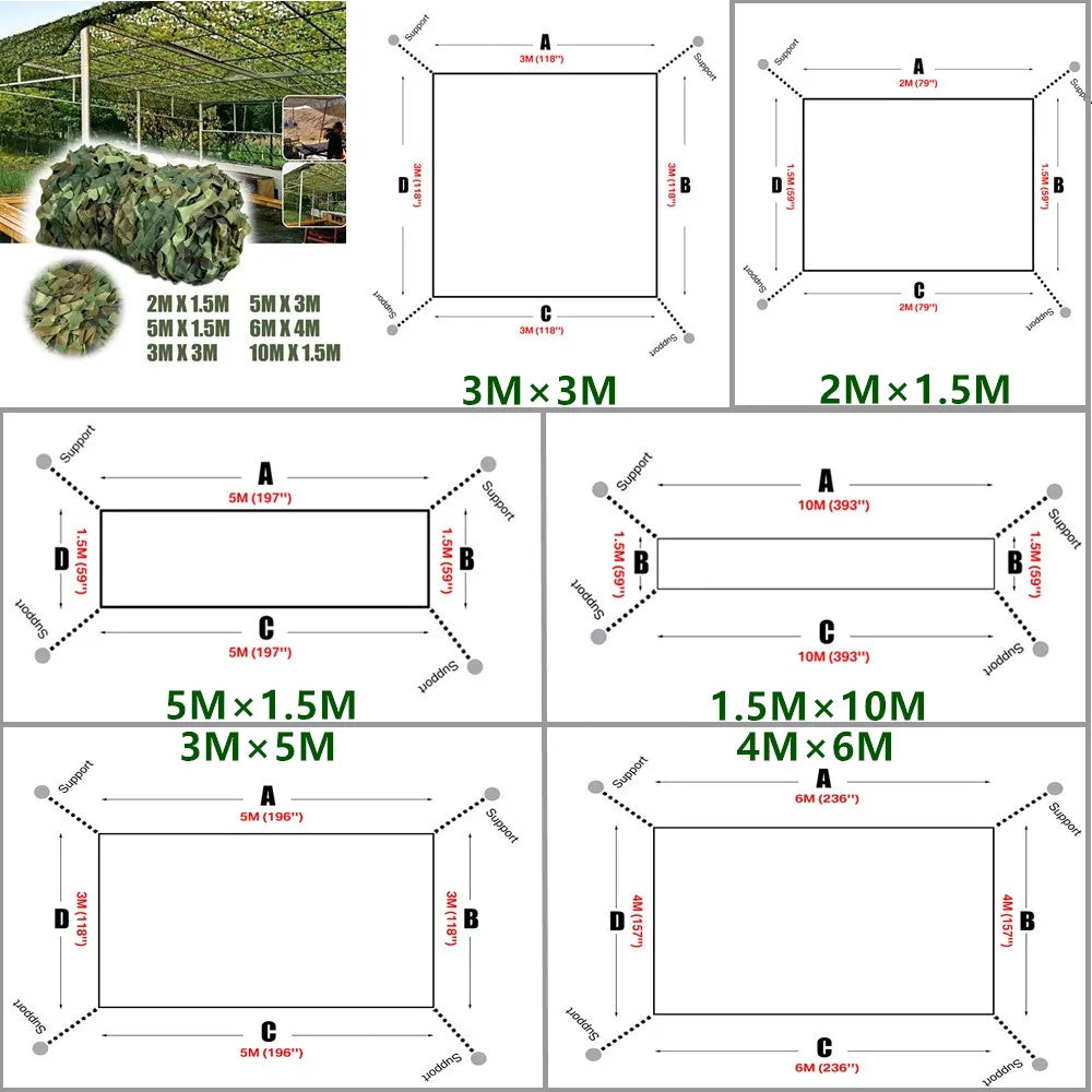 Camo Netting Waterproof Hunting Camouflage Nets 3M 4M Woodland Covers