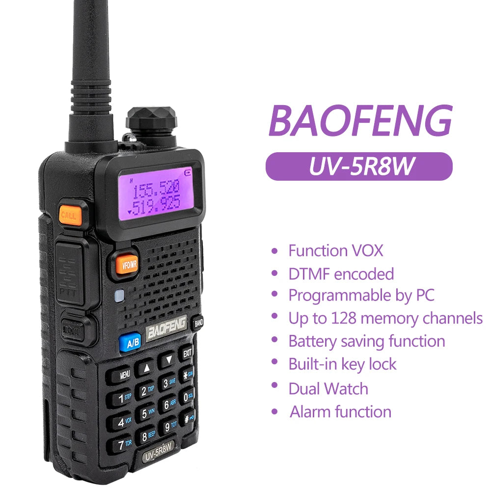 Baofeng Walkie Talkie UV 5R 5W 8W Dual Band Ham Two Way Radio Vhf Uhf FM Radio Handheld Transceiver Hunting Long Range-EXPROTAS