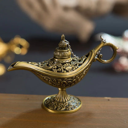 12cm Classic Aladdin Magic Genie Lamp Incense Burner Retro Wishing Oil Decor