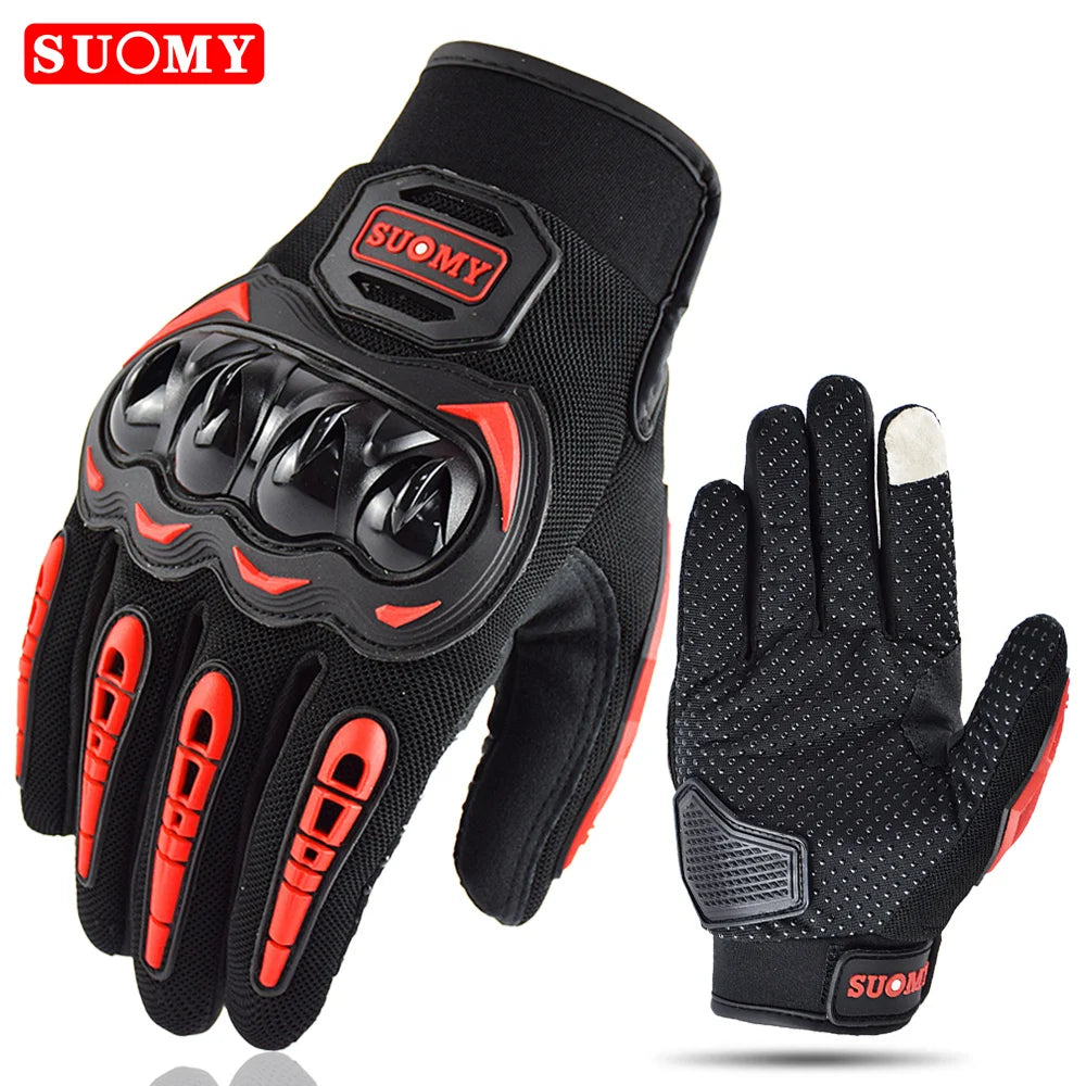 Suomy Summer Full Finger Motorcycle Gloves Breathable Touch Screen Wear-Resistant