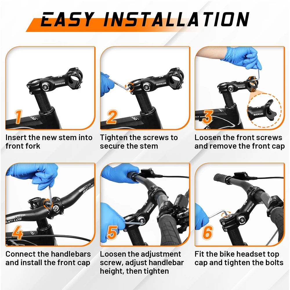 Adjustable MTB BMX Handlebar Stem BUCKLOS CNC Aluminium Bike Riser