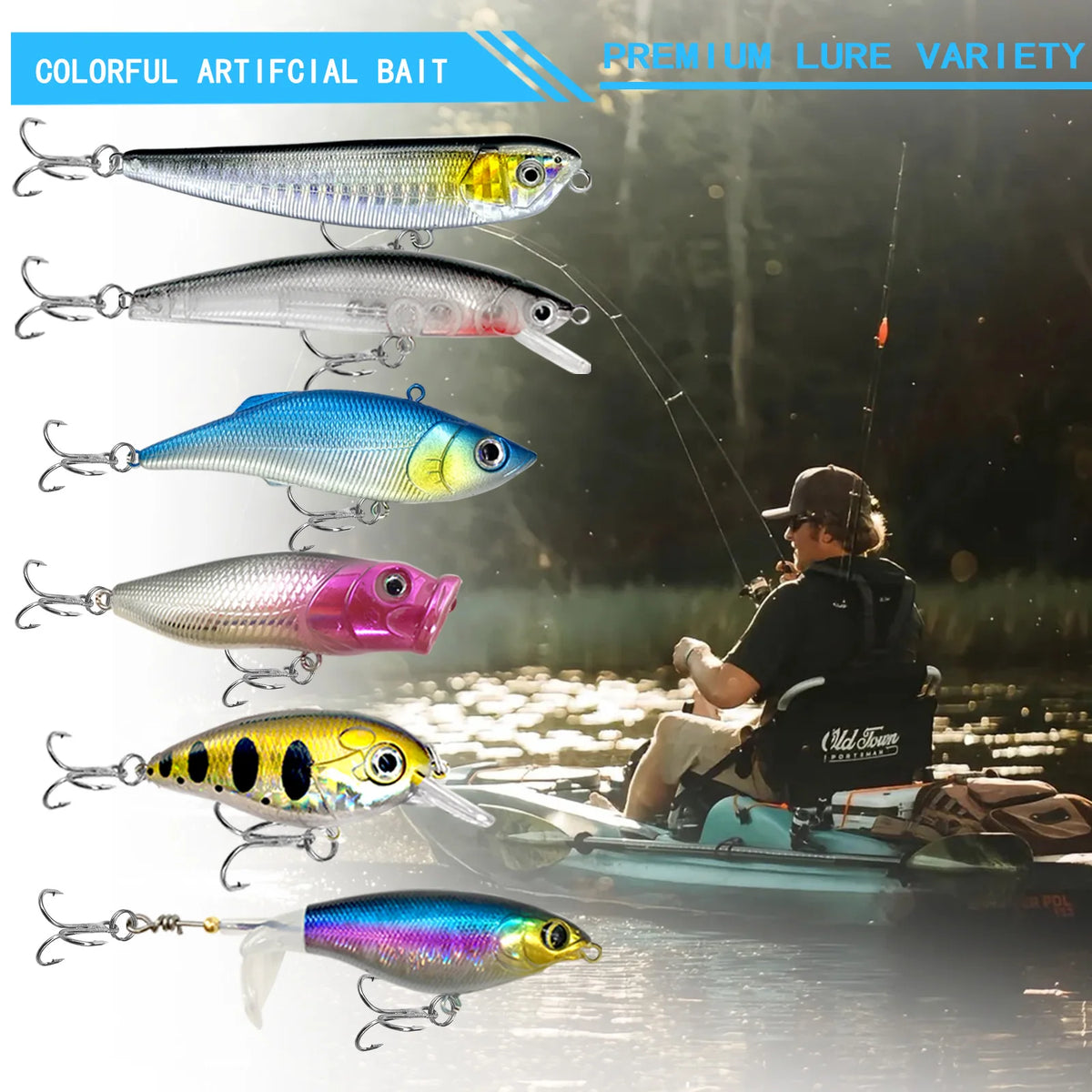 409Pcs Fishing Lure Tackle Box Set for Bass Trout Pike Layered Storage
