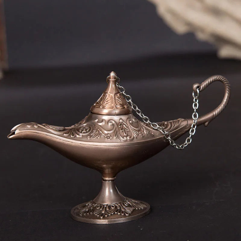 12cm Classic Aladdin Magic Genie Lamp Incense Burner Retro Wishing Oil Decor