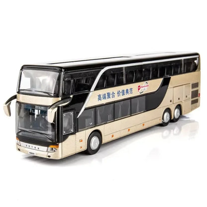 1:32 Scale Alloy Double Decker Bus Toy Model Sightseeing Sound Light
