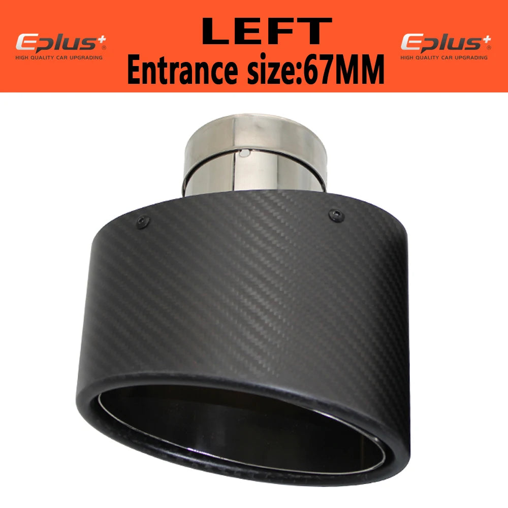 Universal Car Matte Carbon Fiber Muffler Tip Exhaust Pipe Nozzle Decoration Stainless Silver Oval 150mm Tilting Left Right-EXPROTAS