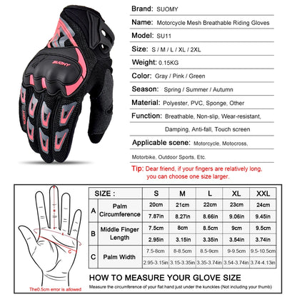 Suomy Summer Motorcycle Gloves Mesh Breathable Touch Screen Moto Motocross Unisex