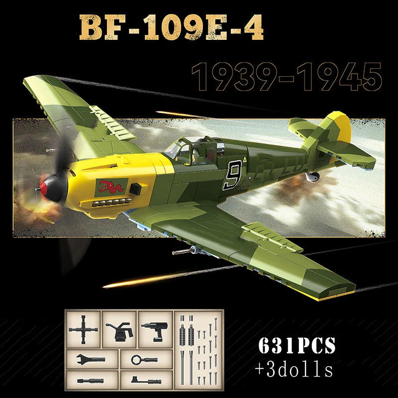WW2 P-51 Mustang Fighter Plane Building Blocks Aircraft Brick Model Toy Set