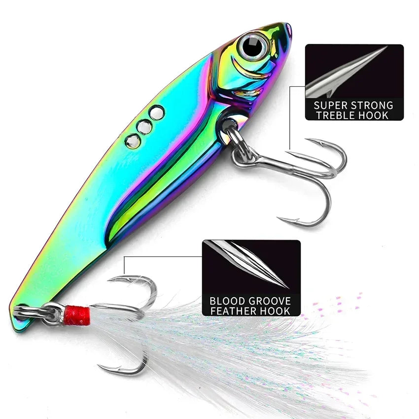 5Pcs Metal Vib Blade Fishing Lures Sinking Spinner Baits for Pike Bass Perch