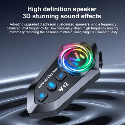 Y12 Motorcycle Helmet Bluetooth Headset Dual Mic FM Radio Waterproof Speaker