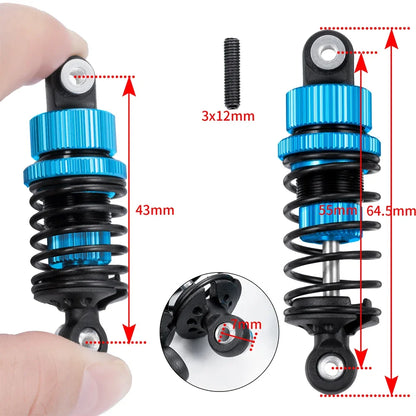 4PCS RC Shock Absorber Alloy Oil Dampers for Tamiya TT02 1/10 Car Parts