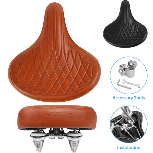 BUCKLOS Oversized Bike Saddle Ergonomic Wide Soft Shock-Absorbing Comfort Seat