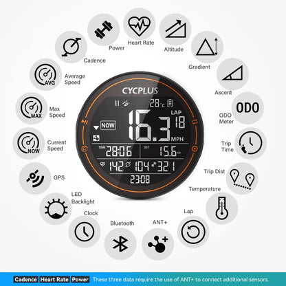 CYCPLUS M2 Wireless GPS Bicycle Computer ANT+ Bluetooth Cycling Road Bike MTB Waterproof Speed Meter Cadence Power Accessories-EXPROTAS