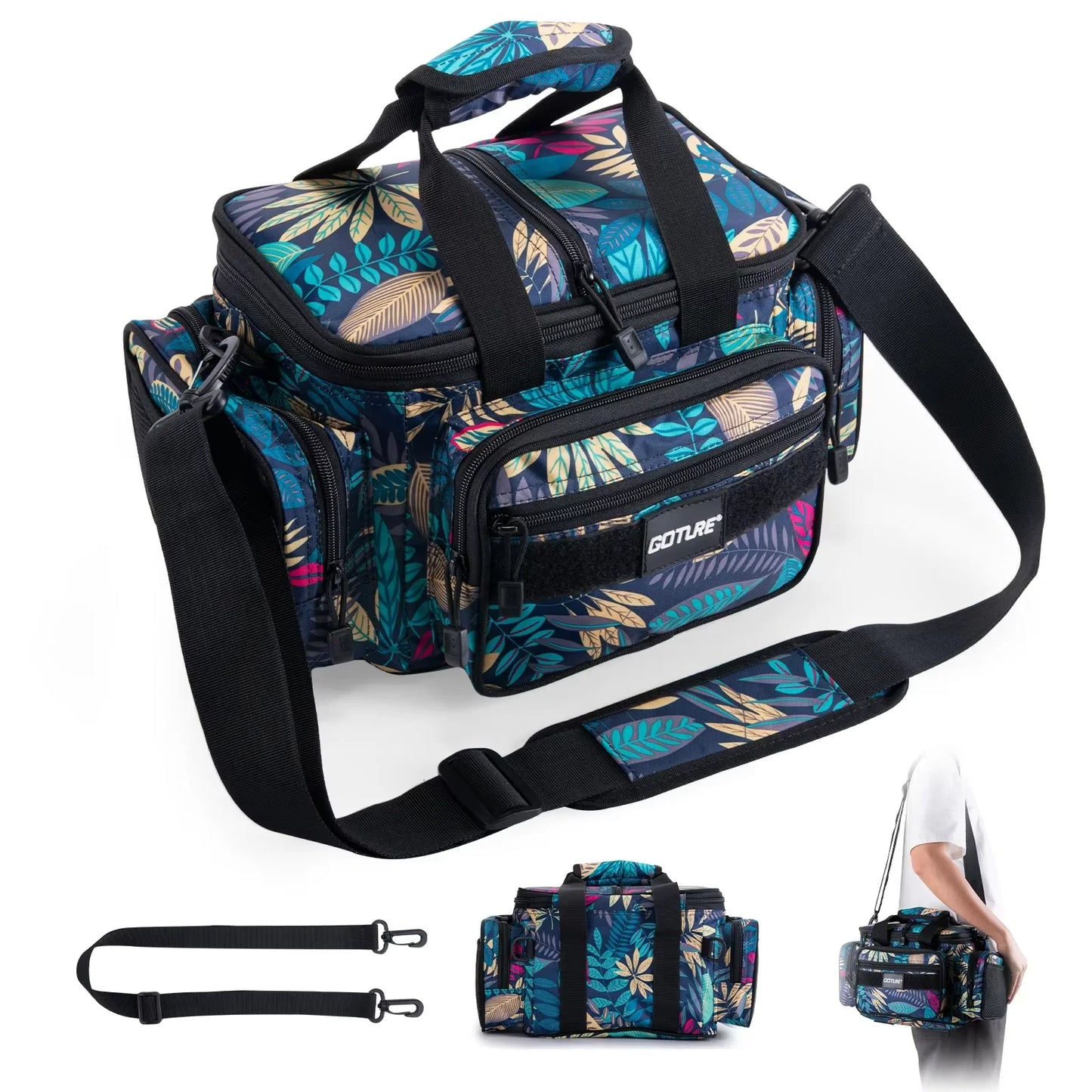 Fishing Tackle Bag Large Capacity Backpack 600D Oxford Waterproof Camping
