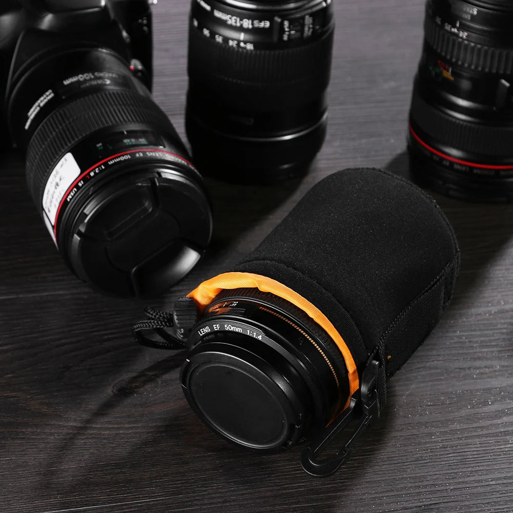 Camera Lens Pouch Bag Neoprene Waterproof Soft Case For Canon Sony DSLR Lenses