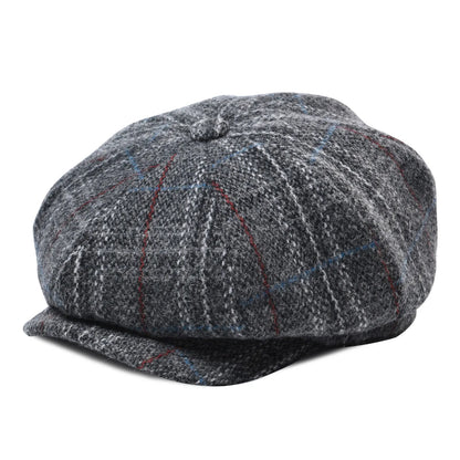 Wool Tweed Newsboy Cap Herringbone Vintage Men Gatsby Flat Hat