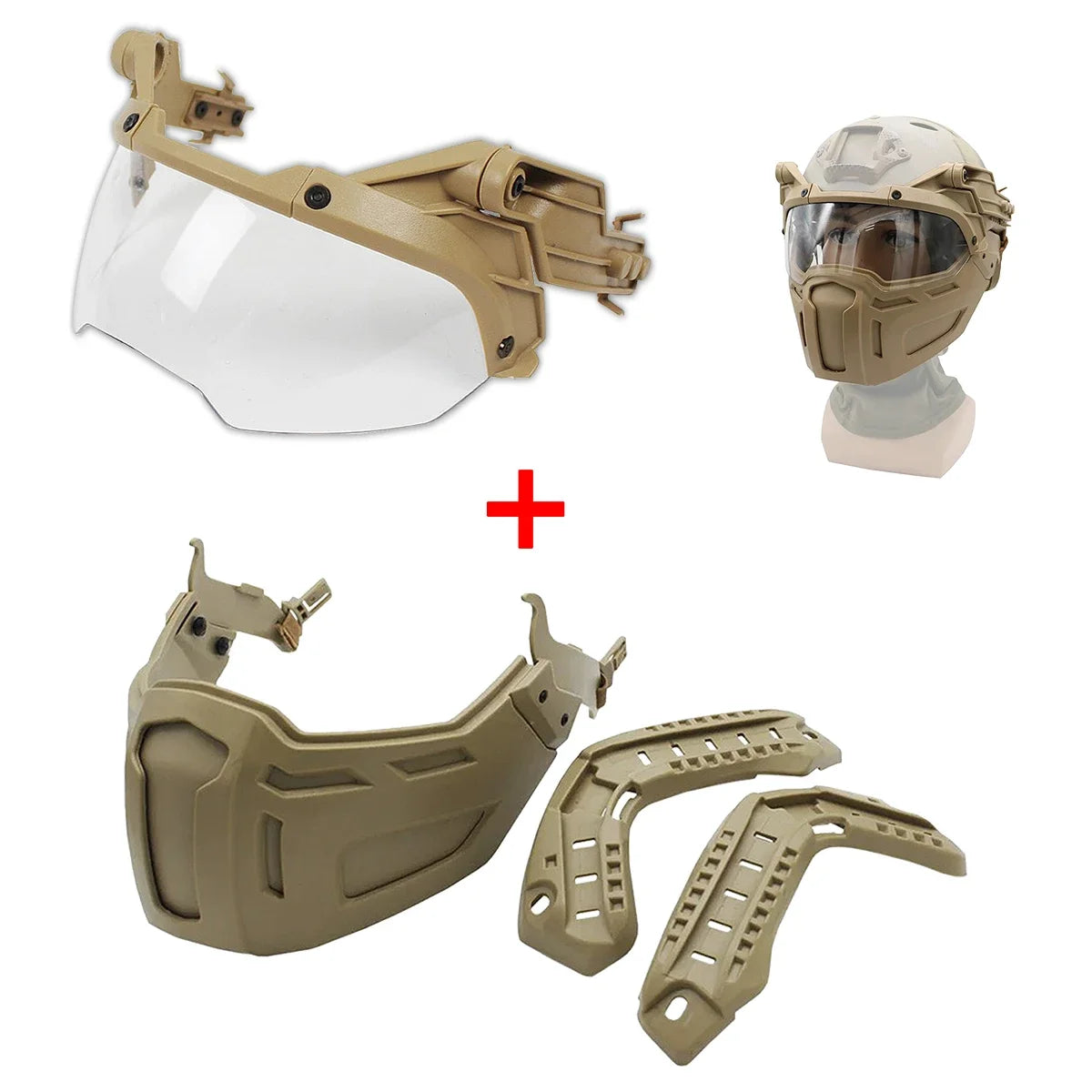 Tactical FAST Helmet w/ Flip Goggles & Half Face Mask Airsoft Paintball