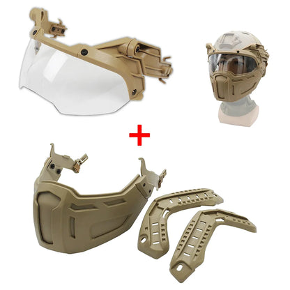 Tactical FAST Helmet w/ Flip Goggles & Half Face Mask Airsoft Paintball