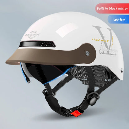MOWK Motorcycle Vintage Half Helmet Summer Breathable Men Women Electric Jet Scooter Open Face Helmets Reflective Safety Helmets