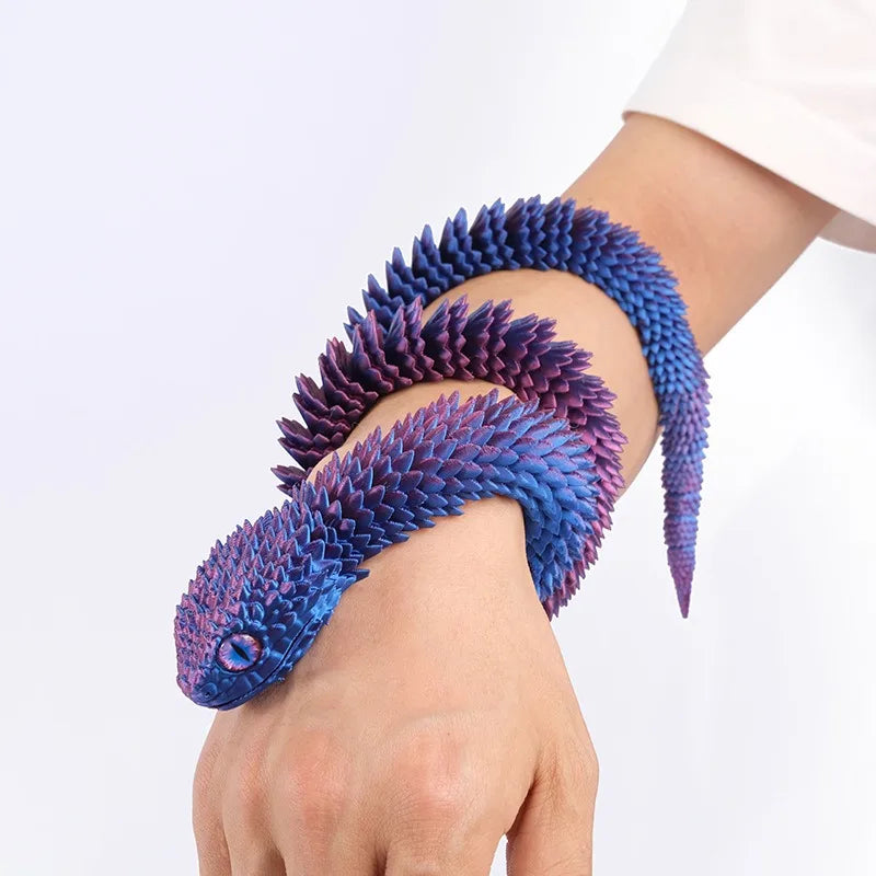 60cm 3D Printed Viper Decoration Glowing Movable Joint Animal Model Toy
