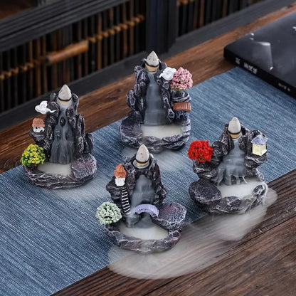 Backflow Incense Holder Waterfall Burner Ceramic Home Decor with Cones