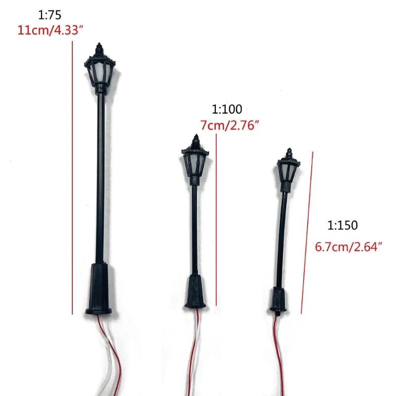 20pcs Model Street Lamp White Warm Light for Sand-table Exercise Garden