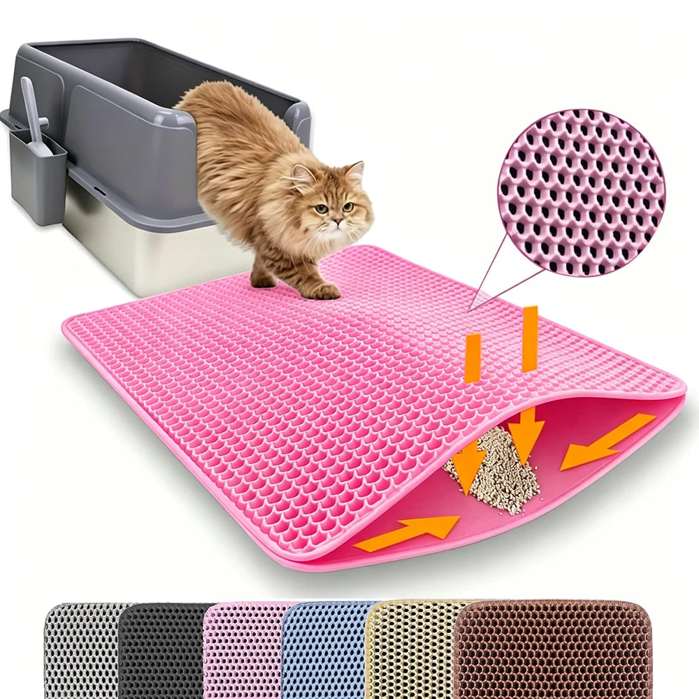 Cat Litter Mat Non-Slip Double Layer Big Box Filter Mat for Pets