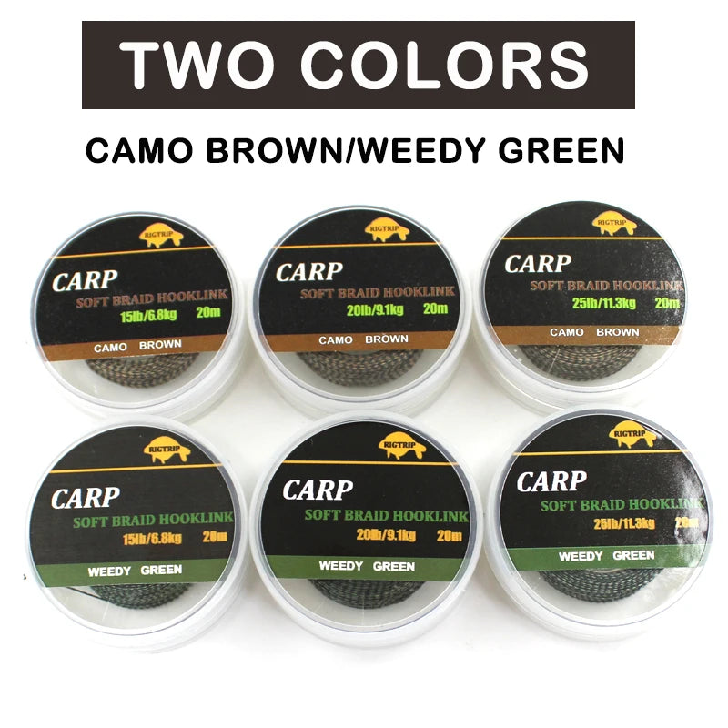 20m Carp Soft Hooklink Braid Line 15/25/35lb Uncoated Hair Rig Tackle